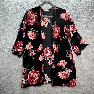 Le Lis One Size Floral Kimono Cover Up Open Front Flowy Romantic Feminine